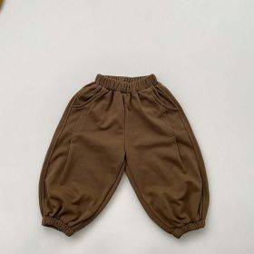 Baby Solid Color Loose Spring Autumn Baby Trousers (Color: Coffee, Size/Age: 130 (7-8Y))