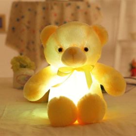 32-75CM Luminous Creative Light Up LED Teddy Bear Stuffed Animal Plush Toy Colorful Glowing Teddy Bear Christmas Gift for Kid (Color: Yellow, Height: 75cm)